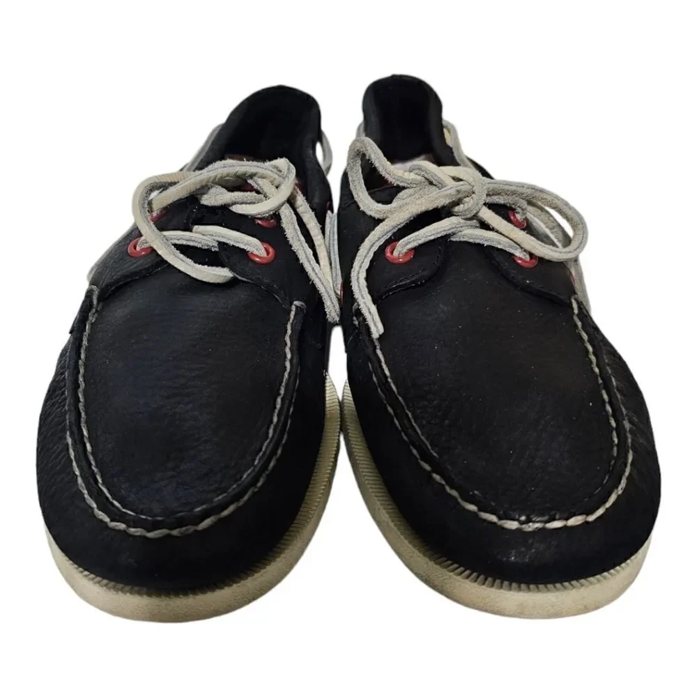 SPERRY Topsiders Blue Leather White Laces Red Grommets - Size‎ 10 1/2